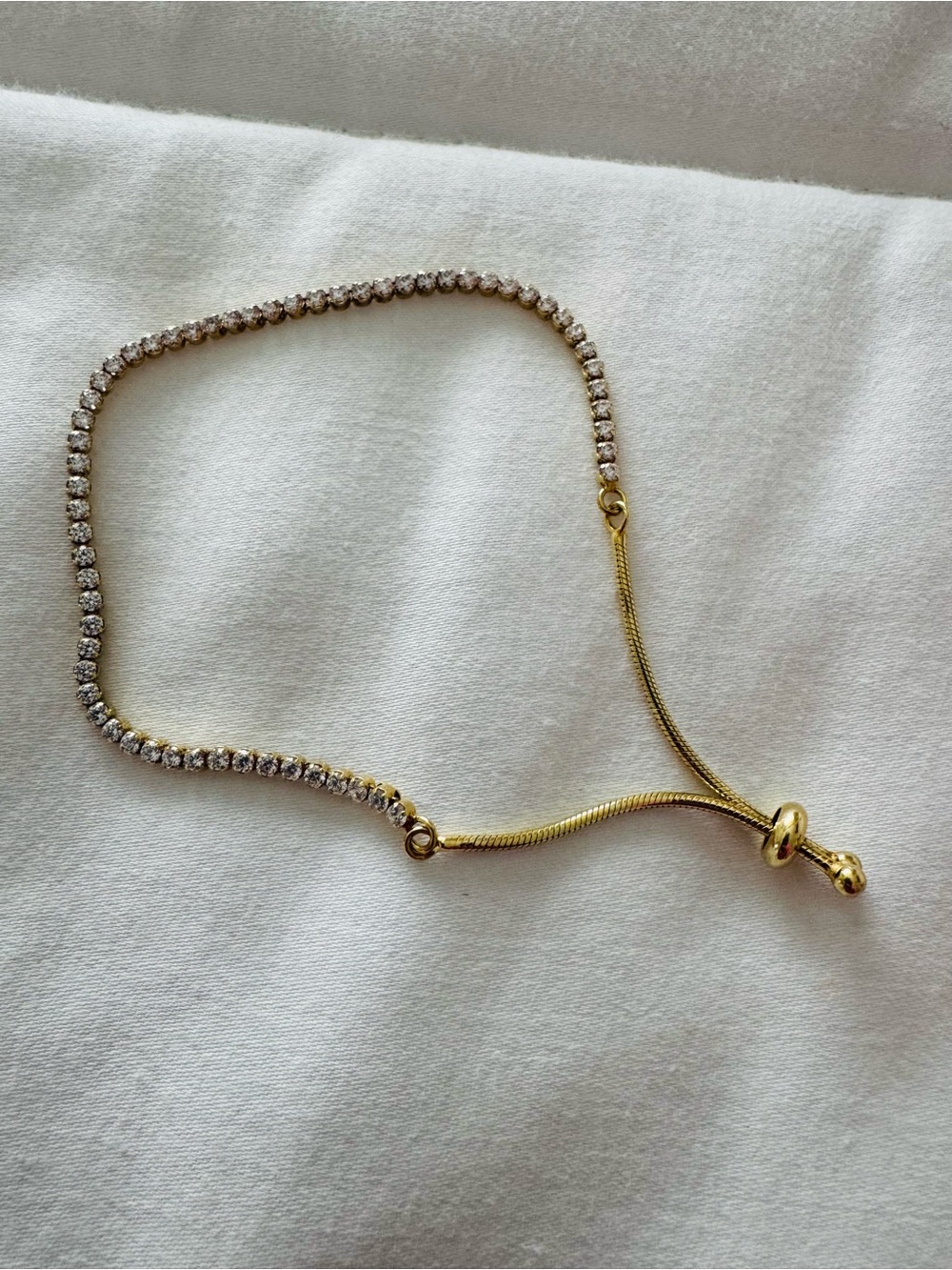 Gold and Crystal Adjustable Tennis Bracelet RCI